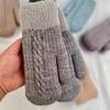 Vinter Kvinner Holder Varmen Pluss Fløyel Innvendig Håndledd Tykk Twist Strikk votter Helfinger Sykling Ullhansker Myk Søt Herlig