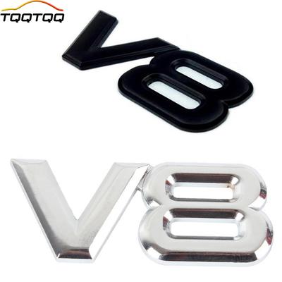 1Pcs 3D Metal Chrome V6 V8 Car Sticker Logo Emblem Decal Badge Car Body Sticker