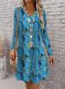 Spring Autumn Women Dress Casual Long Sleeve O-neck 3D Print Loose A-Line Dress Oversized Home Wear Robe
