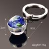 Double-Sided Glass Galaxy Keychain with Moon, Earth, Mars Pendants