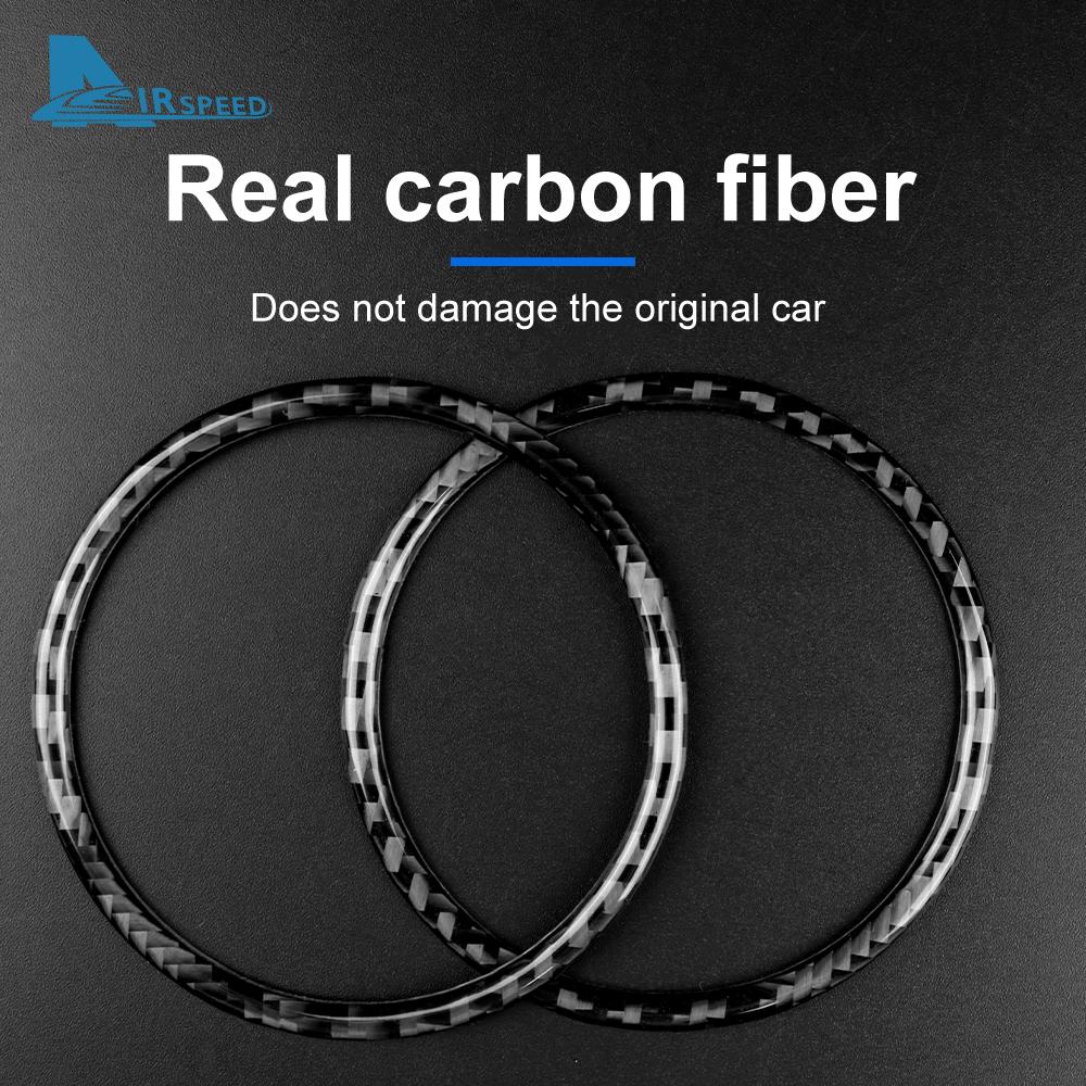 Real Soft Carbon Fiber Sticker For Mustang 2015 2016 2017 2018 2019 2020 2025 2025 2025 Car Door Audio Trim Ring Interior Trim