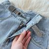 Rudod High Waist Denim Skirt Women's Spring And Summer Design Sense Medium Long Irregular Split A-Shaped Hip Wrap Skirt Trend