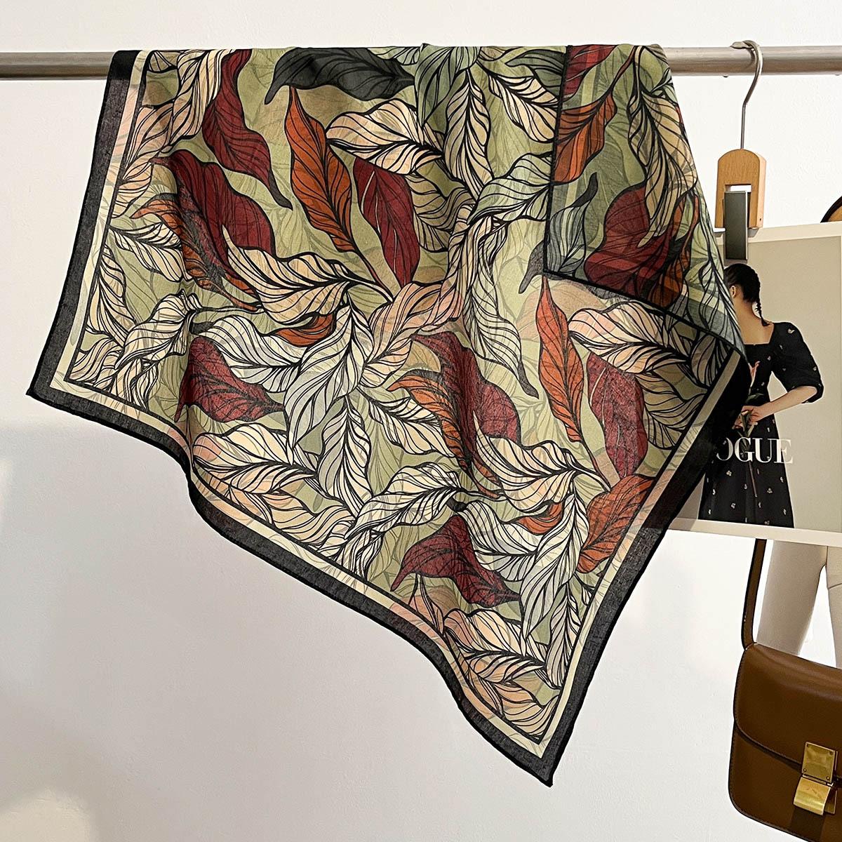 

Square Neck Scarf for Women Neckerchief Wraps Autumn Spring Keep Warm Hijab Soft Cotton Feel Foulard Bandana Female Headscarf 65x65cm