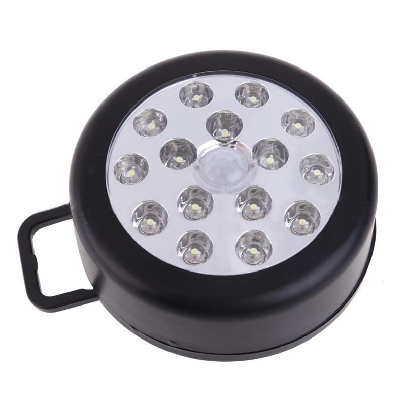 

15 LED Motion Sensor Light Super Bright Wireless Portable Night Lamp Black Shell Warm White Light#0