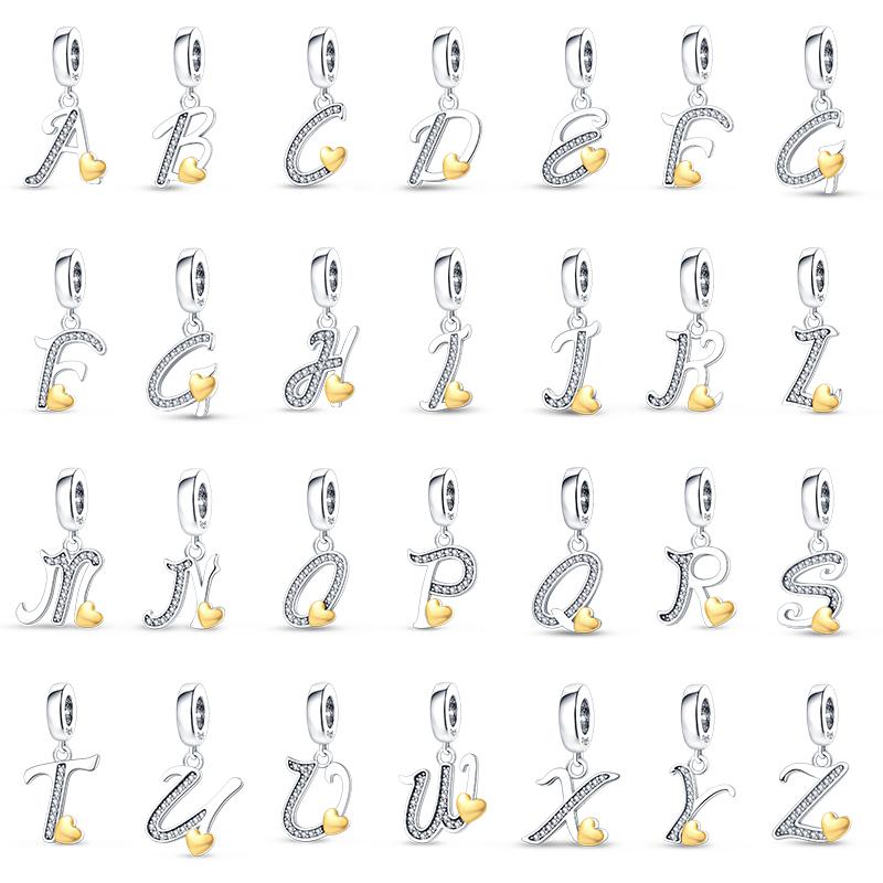 Novinka v kolekci Qikaola Originální náramky 26 písmen A-Z Měděné přívěsky Korálky Pro DIY Výrobu narozeninových šperků Dárky