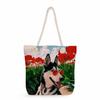 Multifunctional Dog Printed Thick Rope Shoulder Beach Bag Casual Large Capacity Handbag 7620