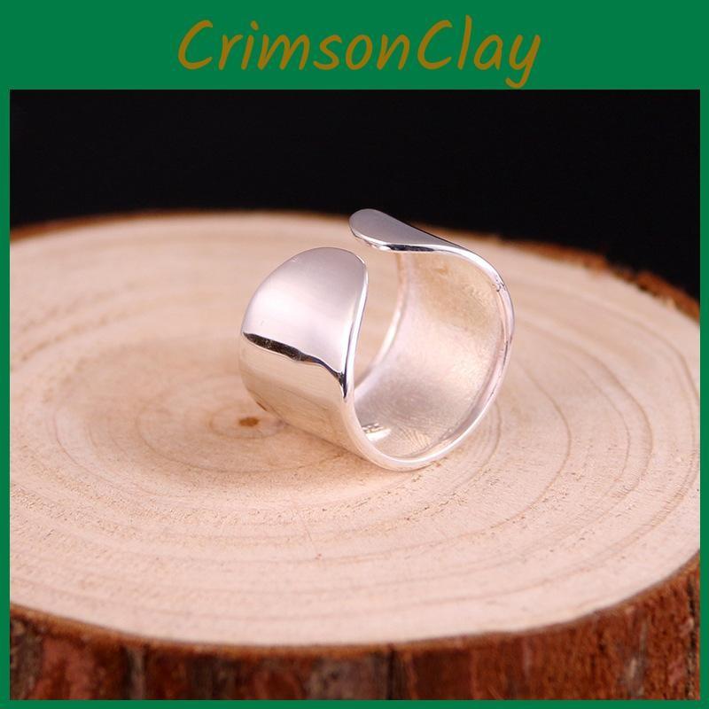 Pure Beautiful S925 Silver Ring For Women Trendy Minimalist Wide Design Band