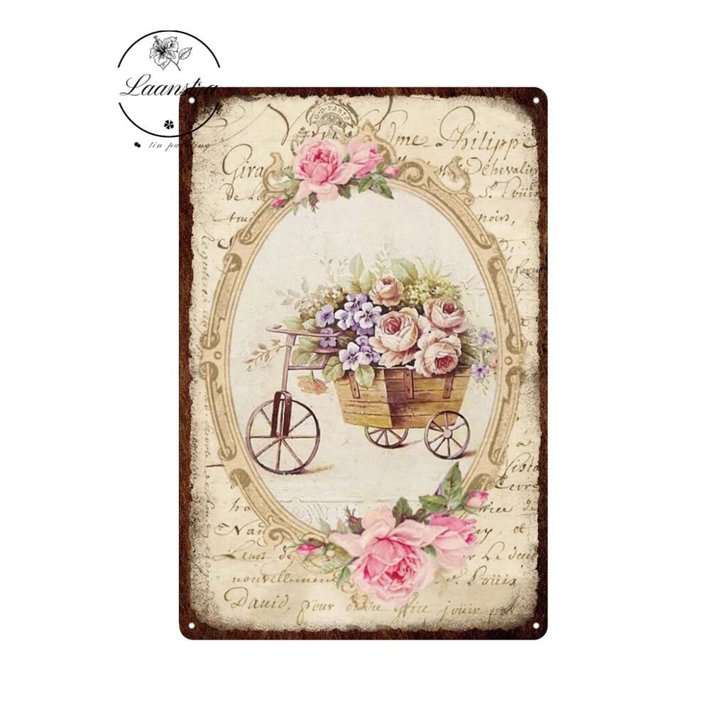 Vintage Flowers Rose Picture Metal Plaque Tin Signs Plate Wall Decor Art Iron Posters Man Cave Bar Club Garden Decoration Poster