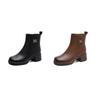 Brown Summer Leather Martin Boots Short Leather Boots Women's Versatile Fashion High Heel Boots Vintage Platform Chelsea Boots