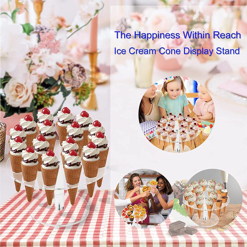 4/6/16 Holes Transparent Acrylic Ice Cream Stand Cake Cone Stand Pastry Holder Wedding Party Buffet Food Display Rack Bake Tool