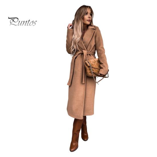 

Женское зимнее пальто с поясом, формальный деловой стиль, отложной воротник, длина до икры, куртка для поездок на работу, однотонная плотная верхняя одежда S хаки