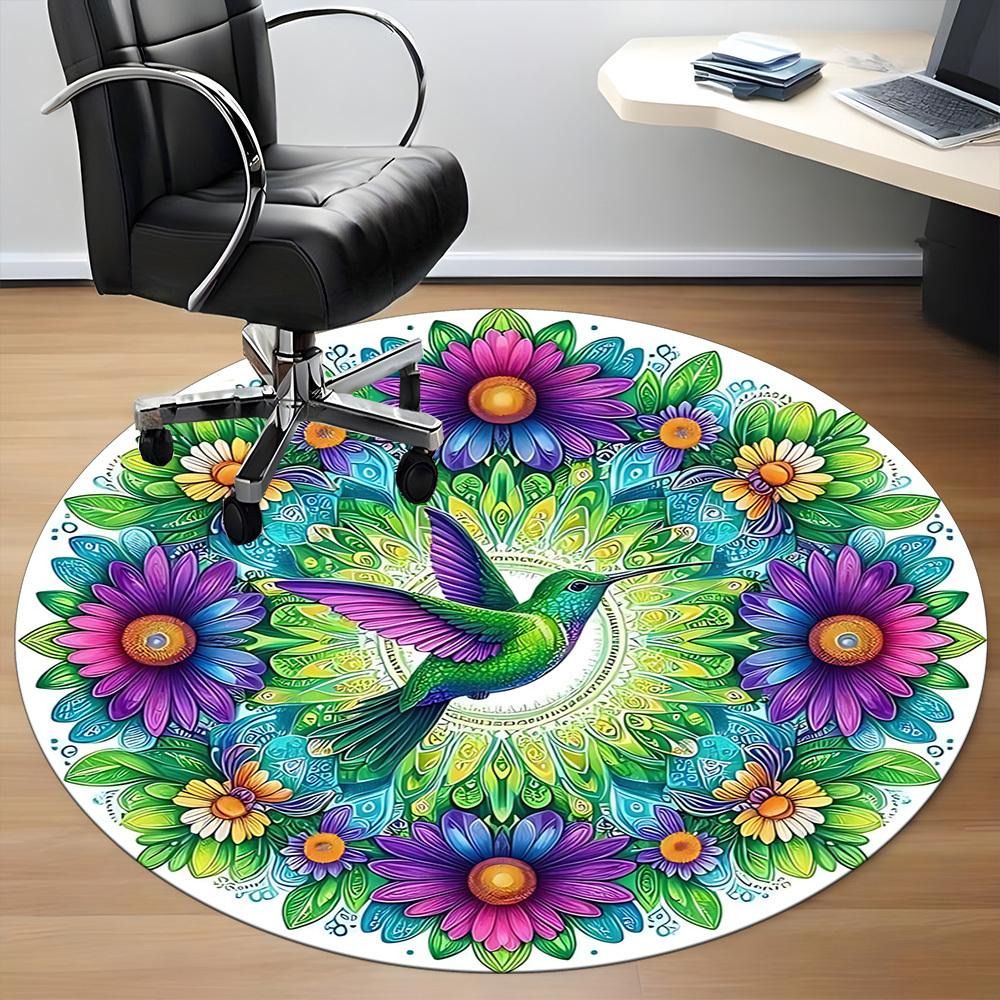 1pc Hummingbird Mandala Flowers Chair Carpet for Office, , Non-slip carpet, Very suitable for offices, farmhouses,Outdoor carpet yy251120072