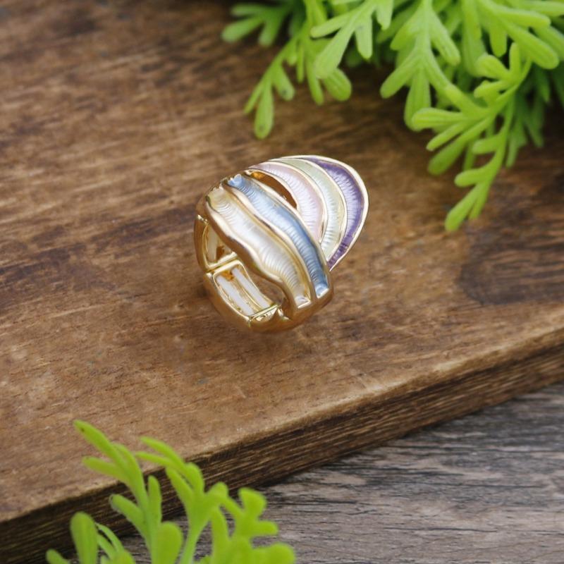 New enamel color hollow geometric line elastic ring women's fashion versatile irregular line ring