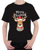 Merry Christmas Xmas Reindeer Santa Hat Cute Multicoloured Unisex Kids T-