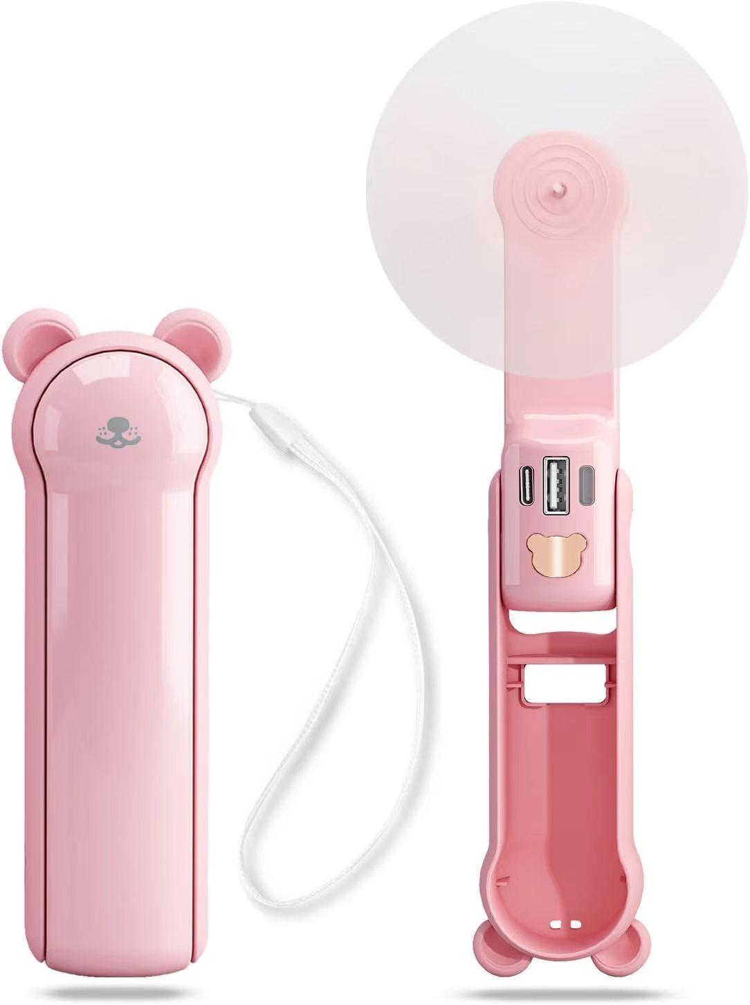 

Portable Rechargeable Mini Handheld Fan - Foldable, Silent, Strong Wind for Travel and Office Use Large Capacity