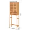 Badezimmerschrank über Waschmaschine mit Regalen, Freistehend, Abschließbar, Bambus, 170X66X23Cm