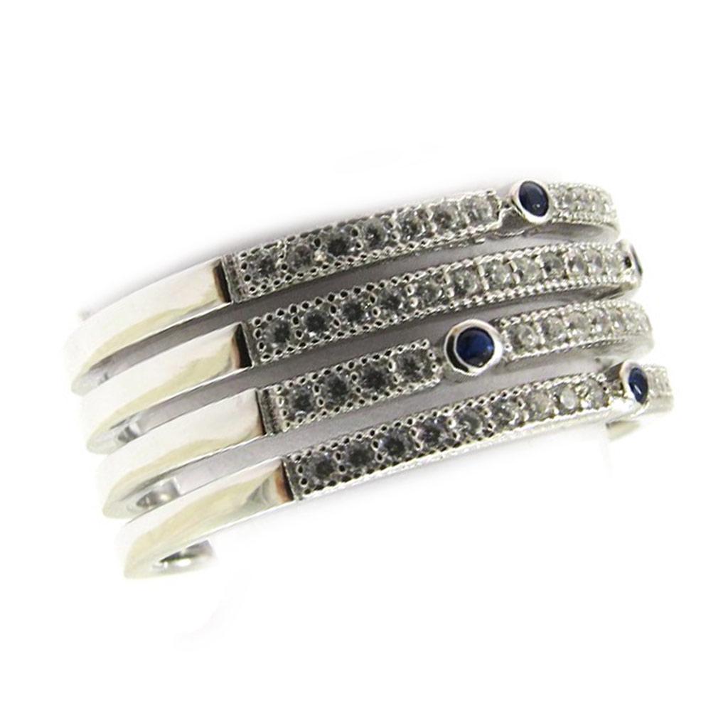 Silberring 'Sissi' weißer Saphir (rhodiniert) - 10 mm