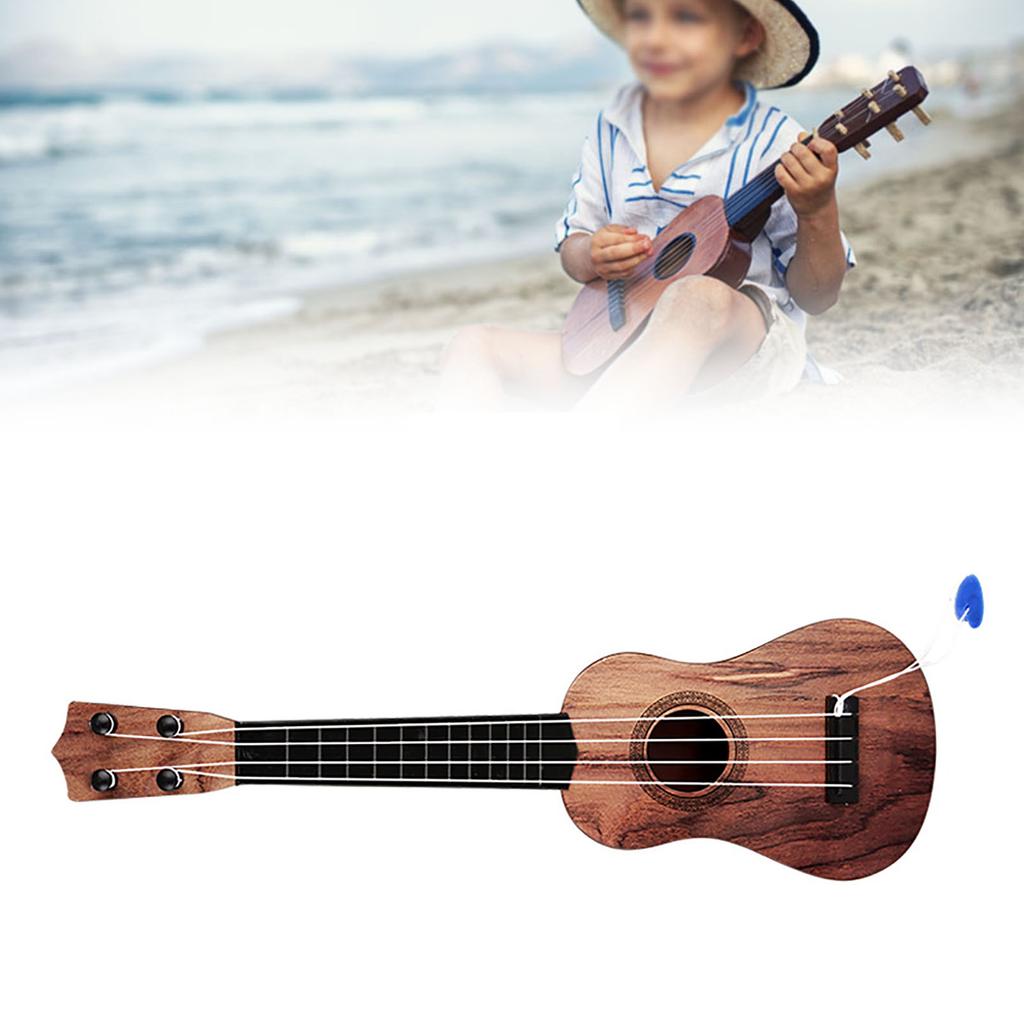 Ukulele Toy Plastic Playable 4 Strings Educational Children Ukulele for Boys Girls Birthday Gifts Dark Color
