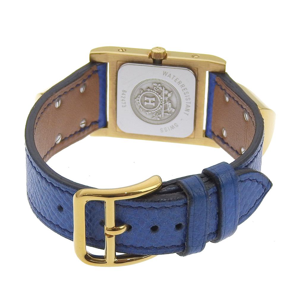 HERMES Medor Watches WhiteDial Plated Gold/leather Quartz Analog display Women Used