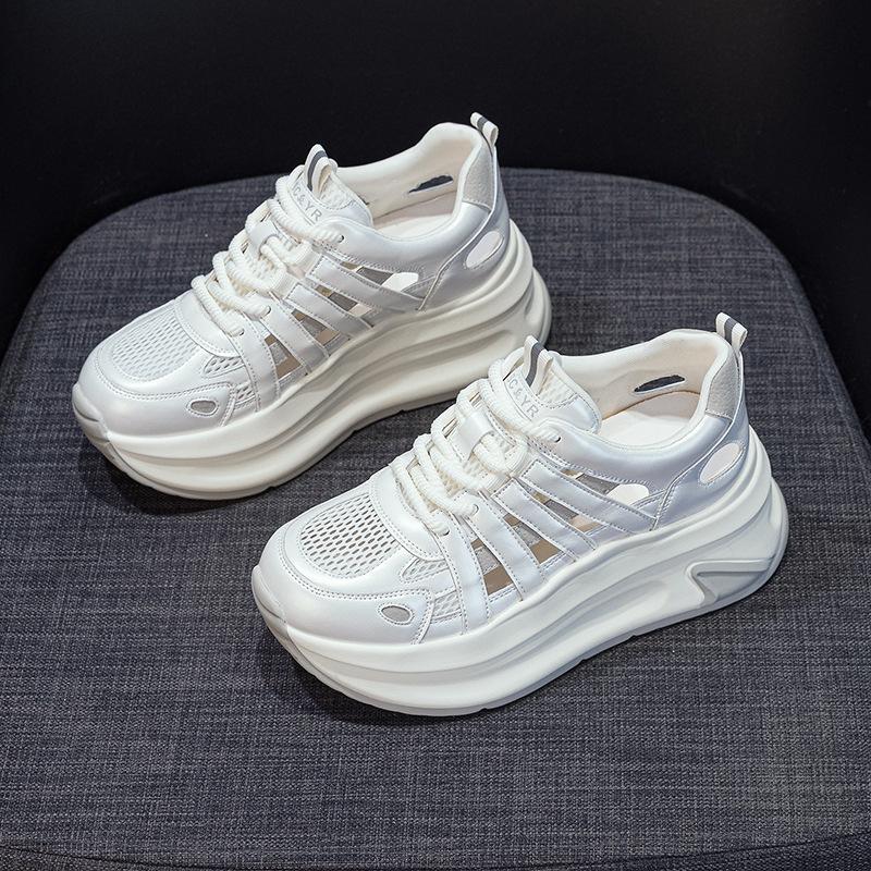 Roman hollow sandals women's year new breathable thick sole inner heightening dad shoes casual fashion sports women's shoes