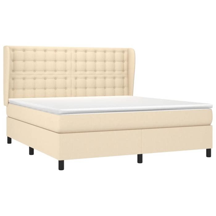 3128298 vidaXL Lit à sommier tapissier avec matelas Crème 160x200 cm Tissu
