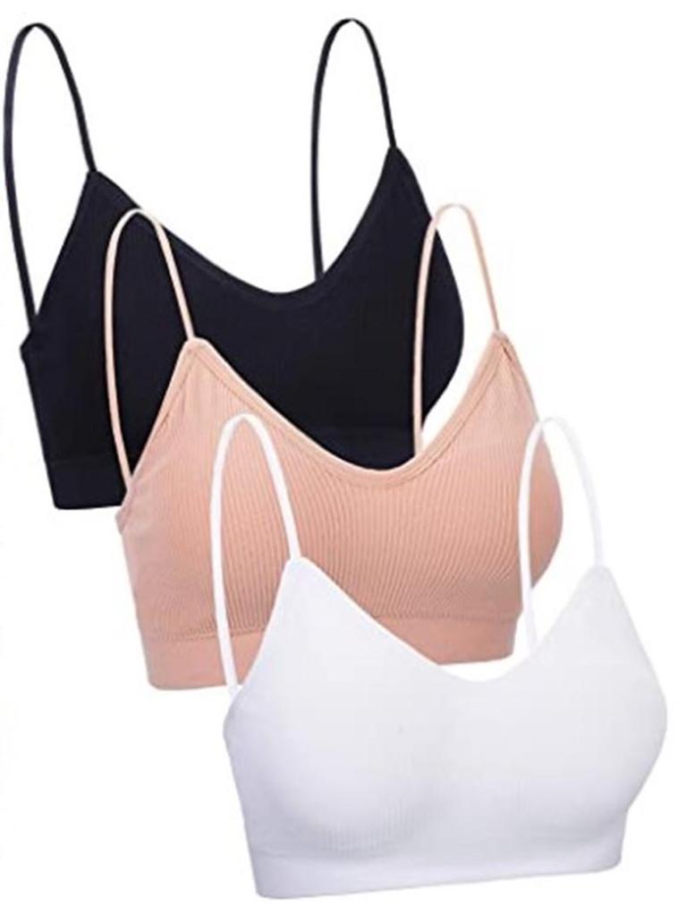 Seamless Plus Size Beautiful Back Bandeau Camisole Bra with Chest Pad and Thin Straps for Small Chest Women.
