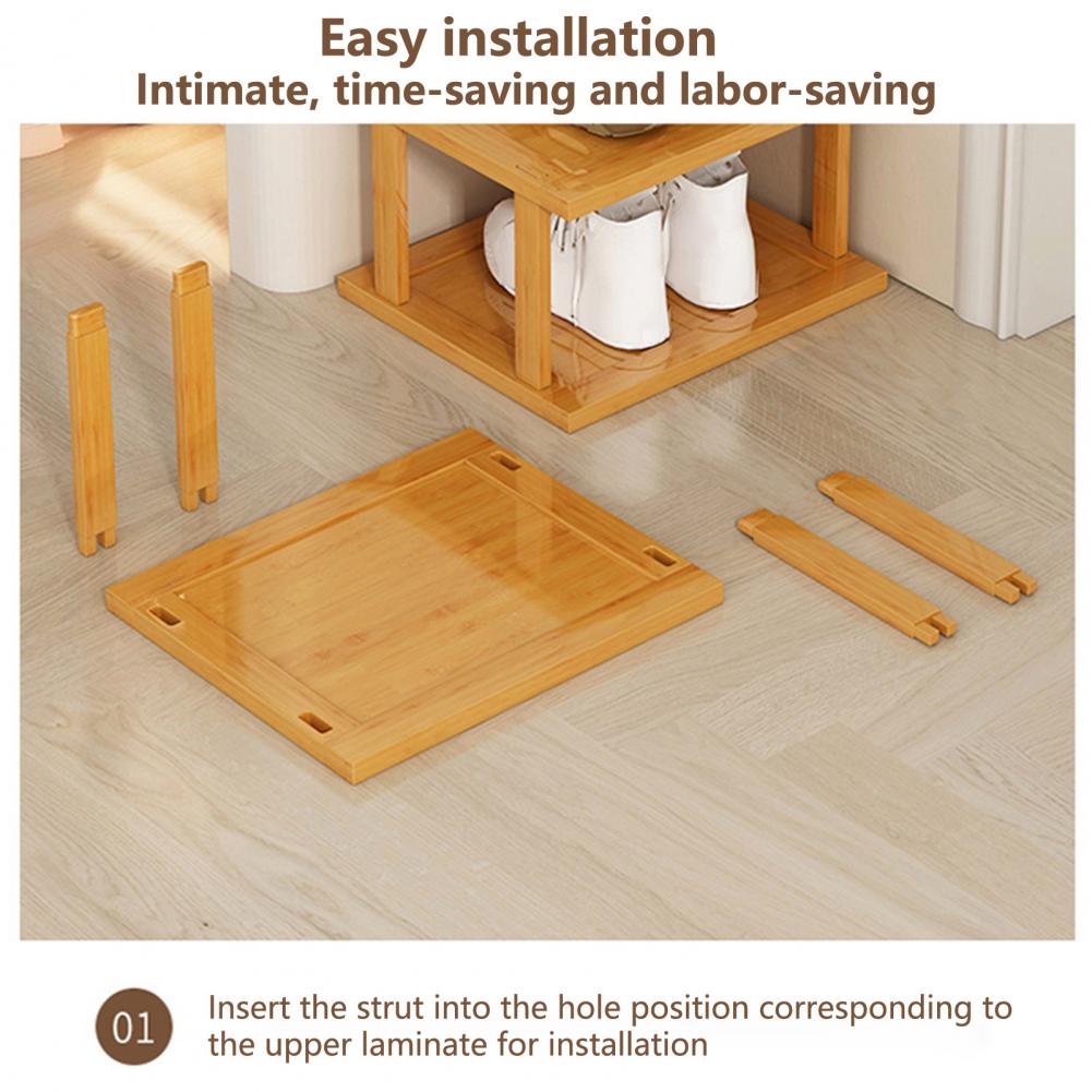 Bamboo Shoes Rack 7 Tiers Vertical Shoe Rack Wood Narrow Shoe Rack Small Shoe Organizer Corner Tall Shoes Shelf Tall Tower