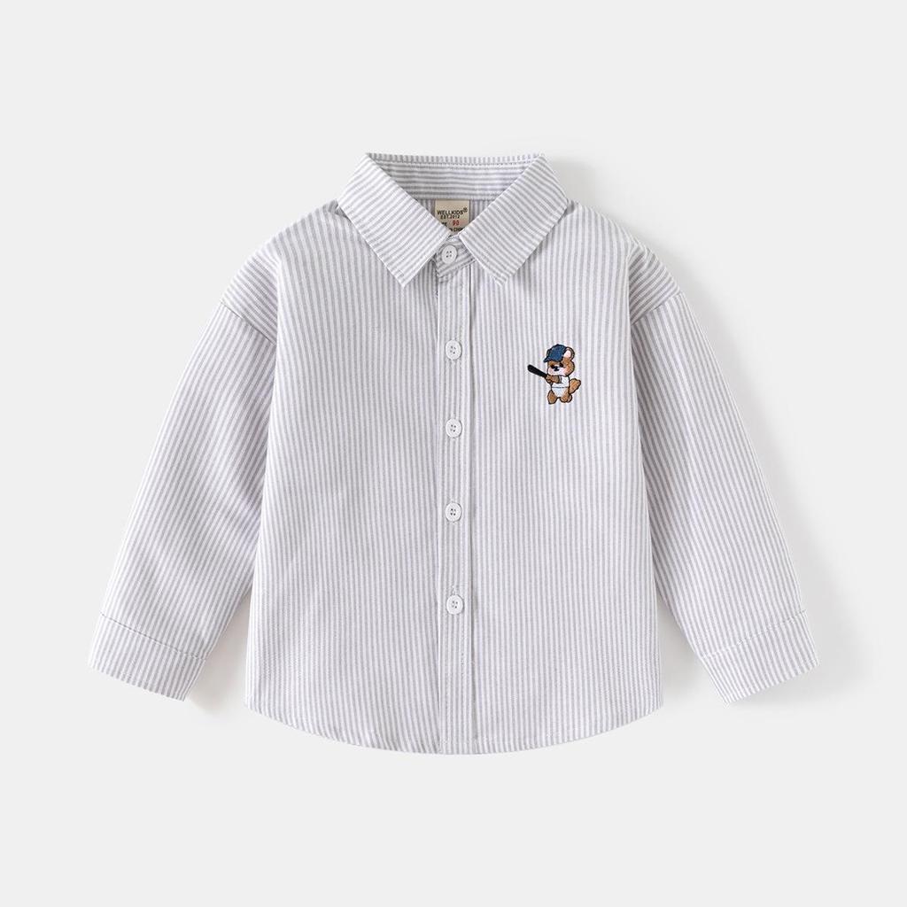 Barne Vår Langermet Skjorte Ny Gutter Oxford Spinning Tynn Jakke Medium Barne Fritid Brodert Skjorte Tide