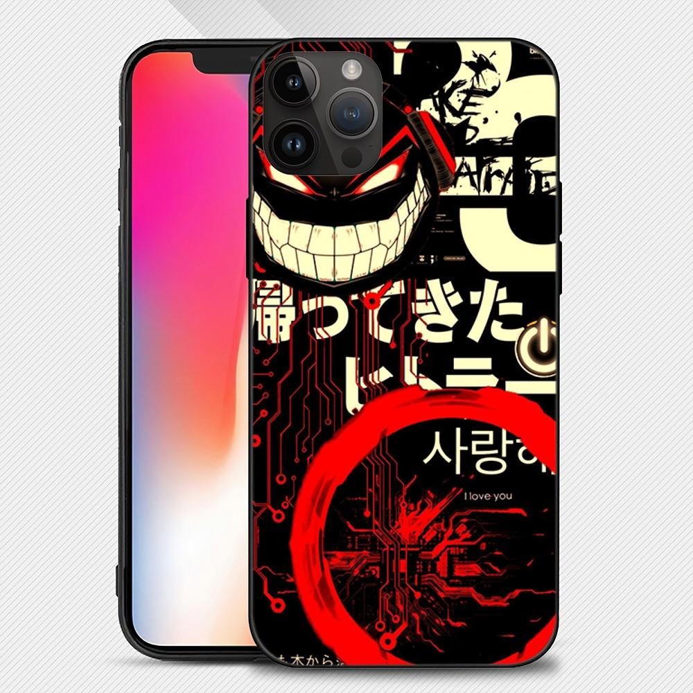 Cyber Style Punks Black Phone Case Iphone15 14 13 12 11 Pro Max Mini X 7 8 Soft Case