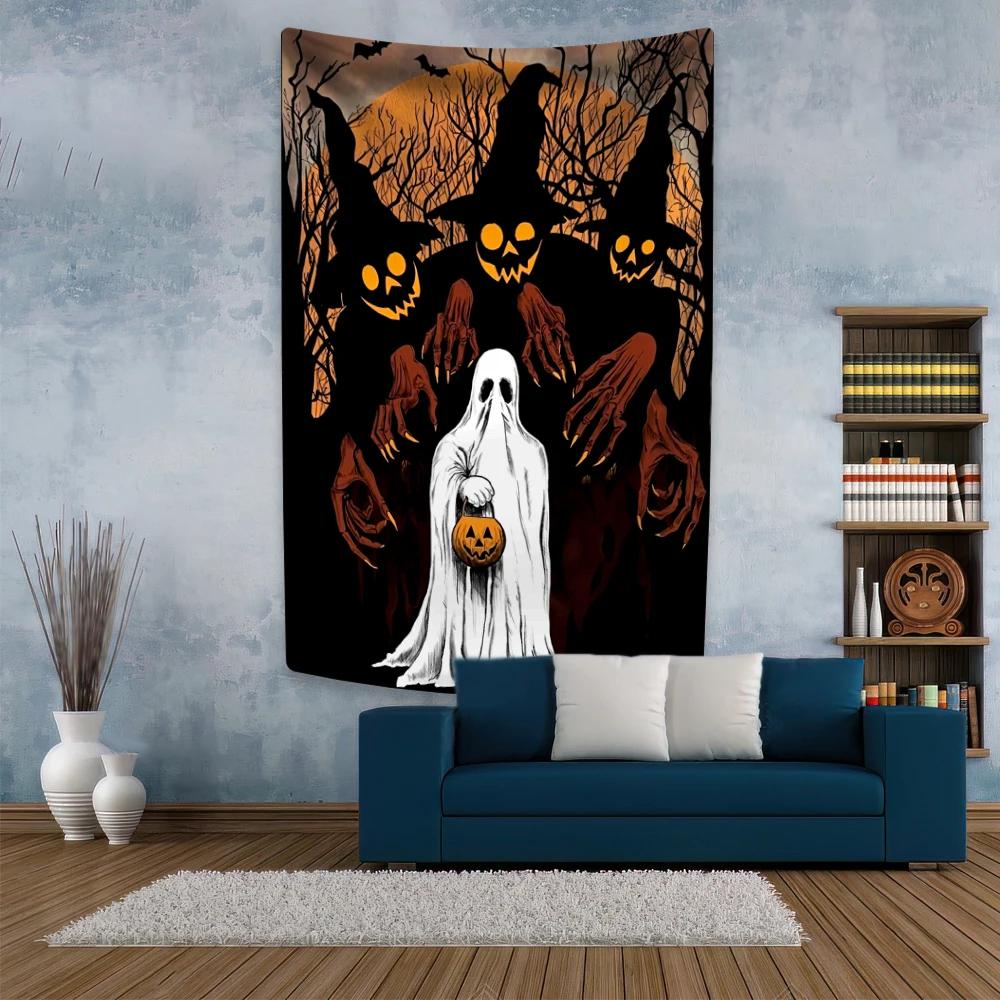 

Halloween Tapestry Horror Cartoon Printed Wall Hanging Bedroom Or Home Decoration Holiday Gift Party Background Cloth 74x94cm(29x37in)