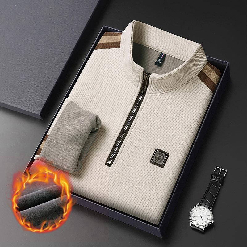 Fleece Verdickter Herrenpullover Halber Reißverschluss Winter Freizeit Überzieher Unterhemd