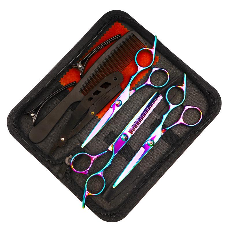 Stainless Steel Hairdressing Scissors Set: Includes Straight Edge and Thinning Scissors for Hair Cutting