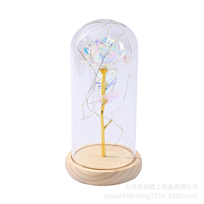 Valentine's Day Gift Glass Cover Immortal Rose Soap Flower Gold Foil Rose Light Luxury Home Decoration