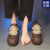 Platform Bread Cotton Shoes Autumn and Winter New Versatile Student Soft-soled Casual Board Shoes Women's Velvet Thickened Board Shoes