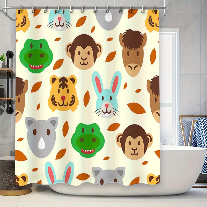 

Animal Pattern Shower Curtain Fabric Waterproof Home Decor Bathroom Liner Set for Kitchen Multicolor (84x72 inches) 90x180cm