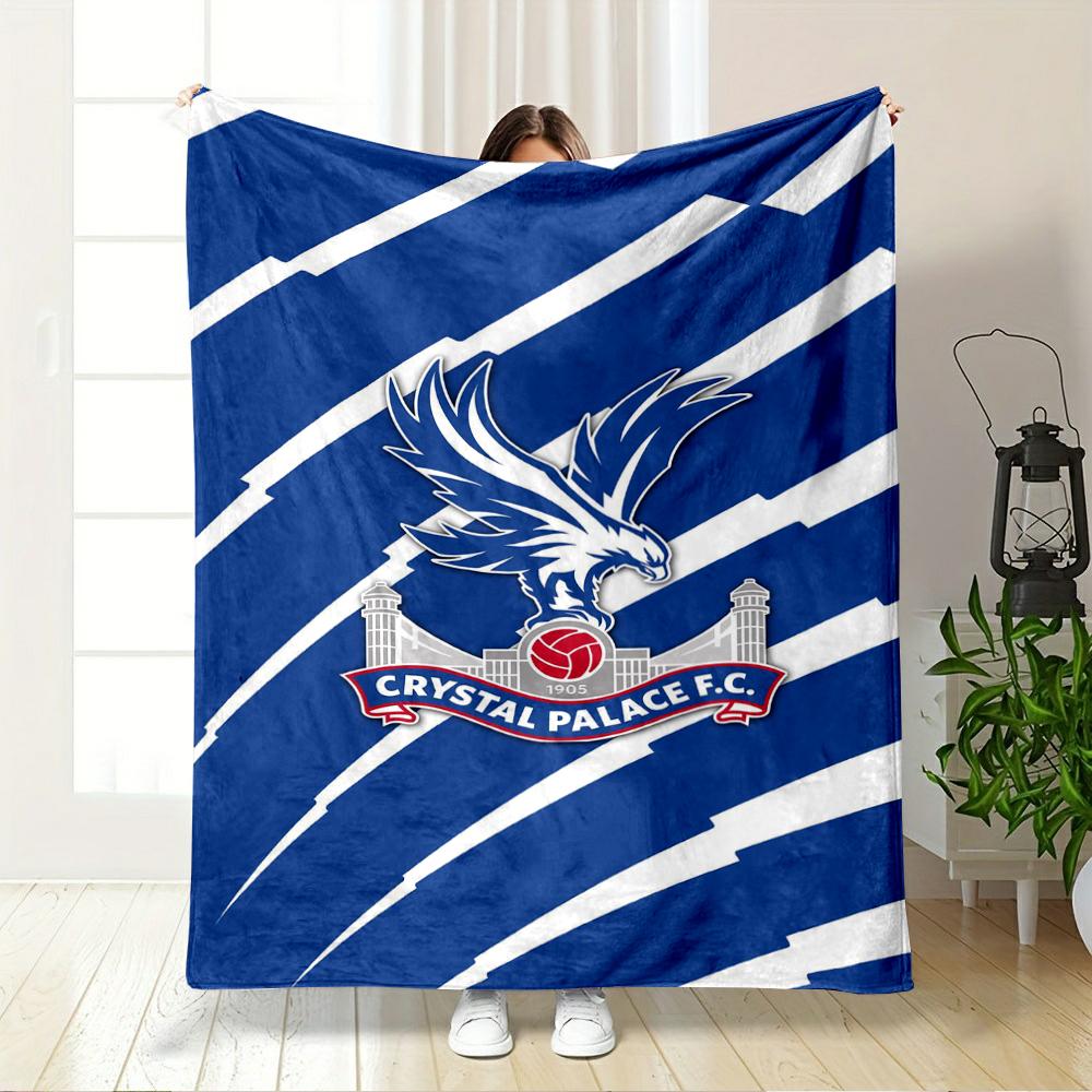 Crystal Palace F.C. Logo Blue Design Warm Blanket Flannel Blanket for Bedroom, Living Room, Sofa, and Nap
