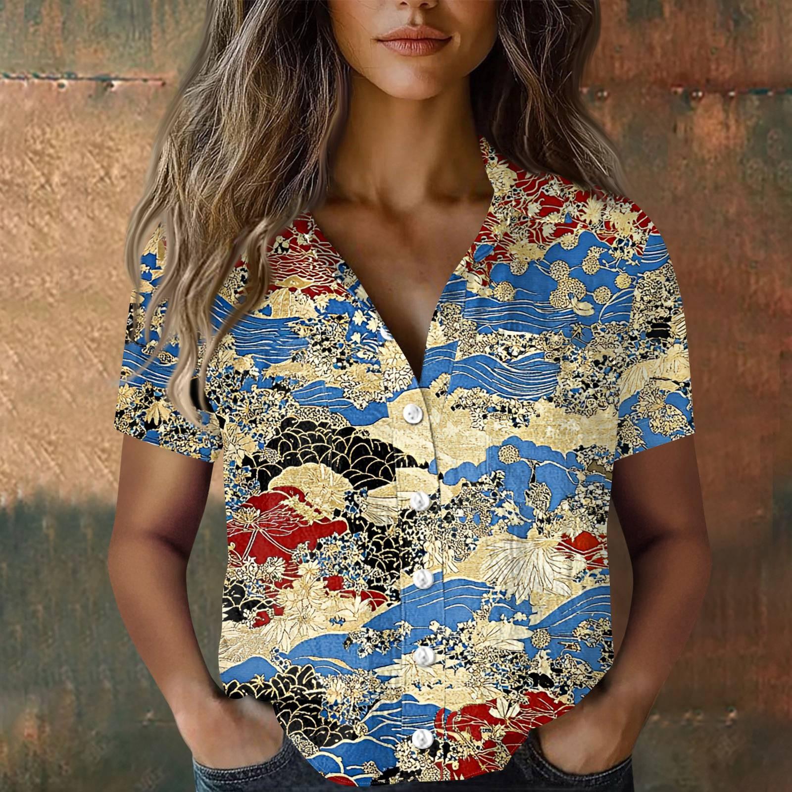 

Женские хлопковые льняные топы, рубашки с короткими рукавами, свободные футболки в стиле бохо, винтажные блузки L синий