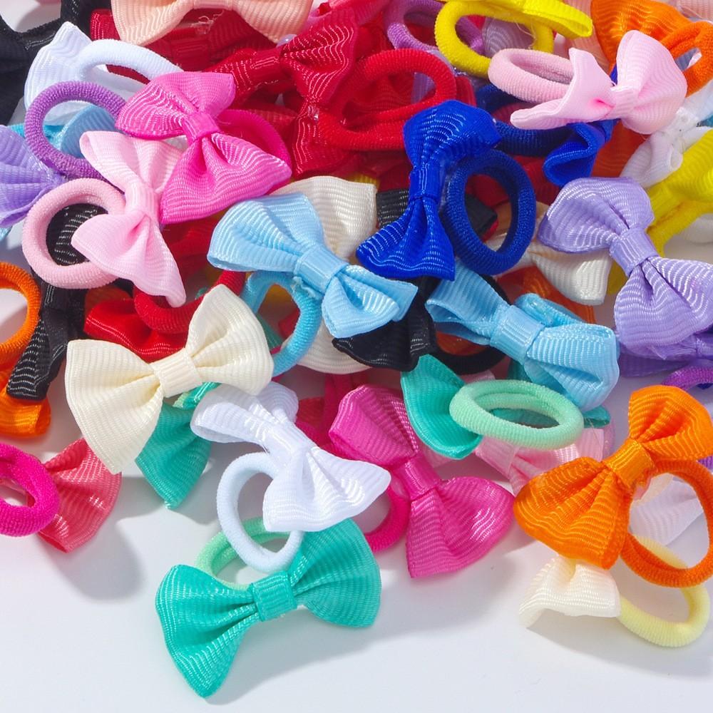 48Pcs Cute Bow Pet Headbands Random Color, Soft Multi-Color Combination Pet Accessories Suitable for Cats and Dogs