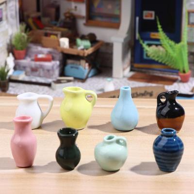1 Pièce Créative 3D Stéréo Décoration de Maison Aimant Maison de Poupée Miniature Céramique Petit Vase Modèle Autocollant Réfrigérateur
