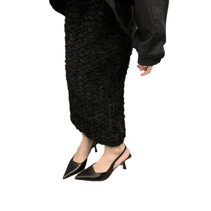 Wiosenne buty damskie: Szpiczasty nosek Zakryty nosek Odkryta pięta Cienki obcas Pojedyncze buty Francuskie sandały na wysokim obcasie