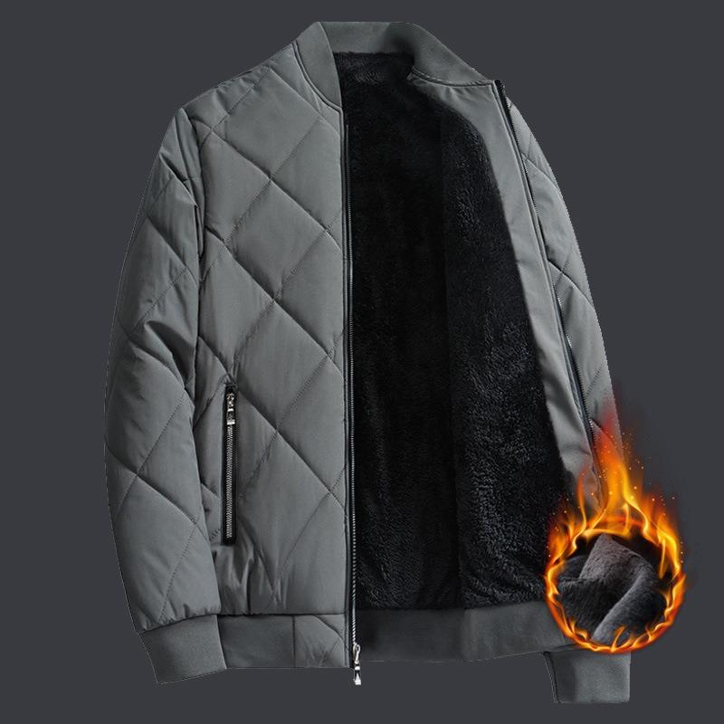 

Winter Cotton-padded Men s Tooling Baseball Collar Velvet Gray New Winter Dad Cotton-padded Jacket Top M серый