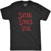 Herren Satan Liebt Dich T-Shirt Lustiges Teufelsanbetung Anti-Christ Witz T-Shirt für Jungs