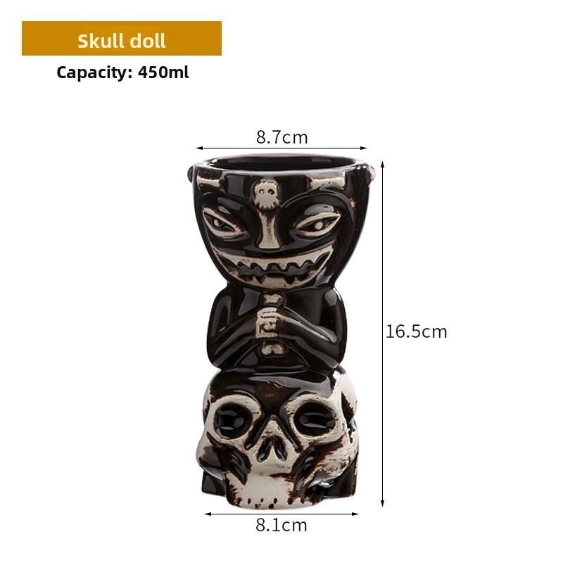 Hawaiian Tiki Cup Skull Ceramic Mug for Tiki Bar Home Bar DecorTiki Cocktail Cocktail Drinking Glass