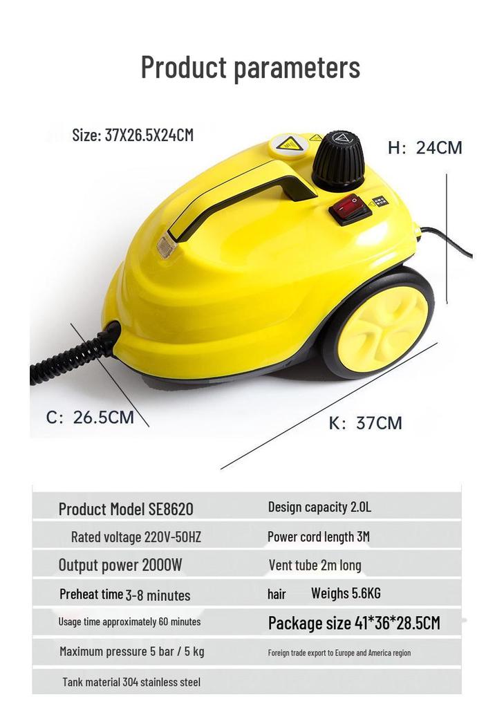 Cross-Border Multi-Functional High-Pressure Steam Cleaner for Kitchen, Sofa, Carpet, Car, and Film Wrapping.