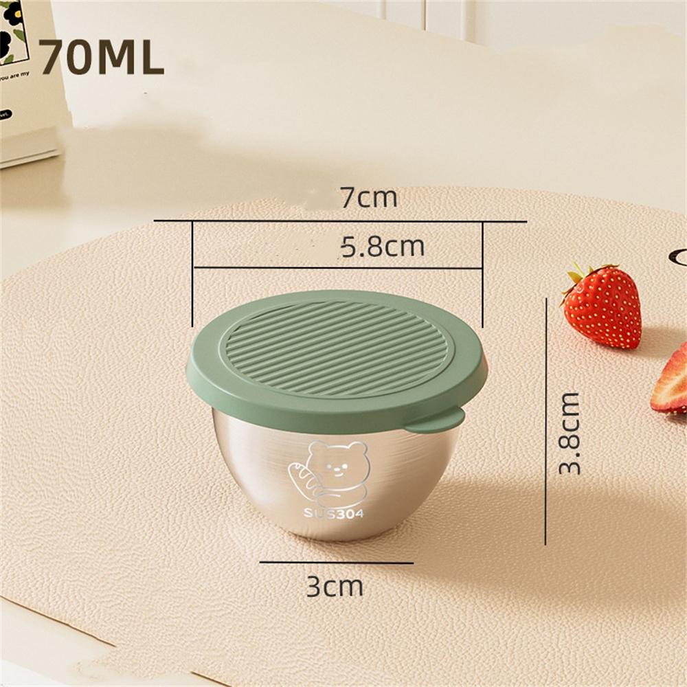 Leak-proof Seasoning Box Portable 304 Stainless Steel with Sealed Lid Condiment Containers Silicone Cover Sauce Cup