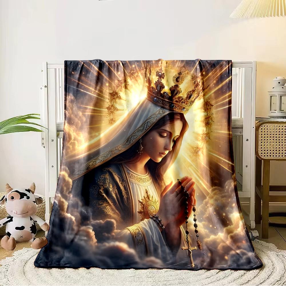 Heavenly Crowned Woman in PrayerFlannel blanket for bedroom, living room, sofa, and nap