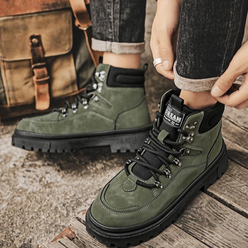 Luksusowe męskie buty Modne wysokie skórzane buty Outdoorowe casualowe botki Antypoślizgowe buty na grubej podeszwie Męskie buty na platformie Botas