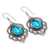 Swiss Blue Topaz Gemstone 925 Silver Jewelry Earring 1.85 "