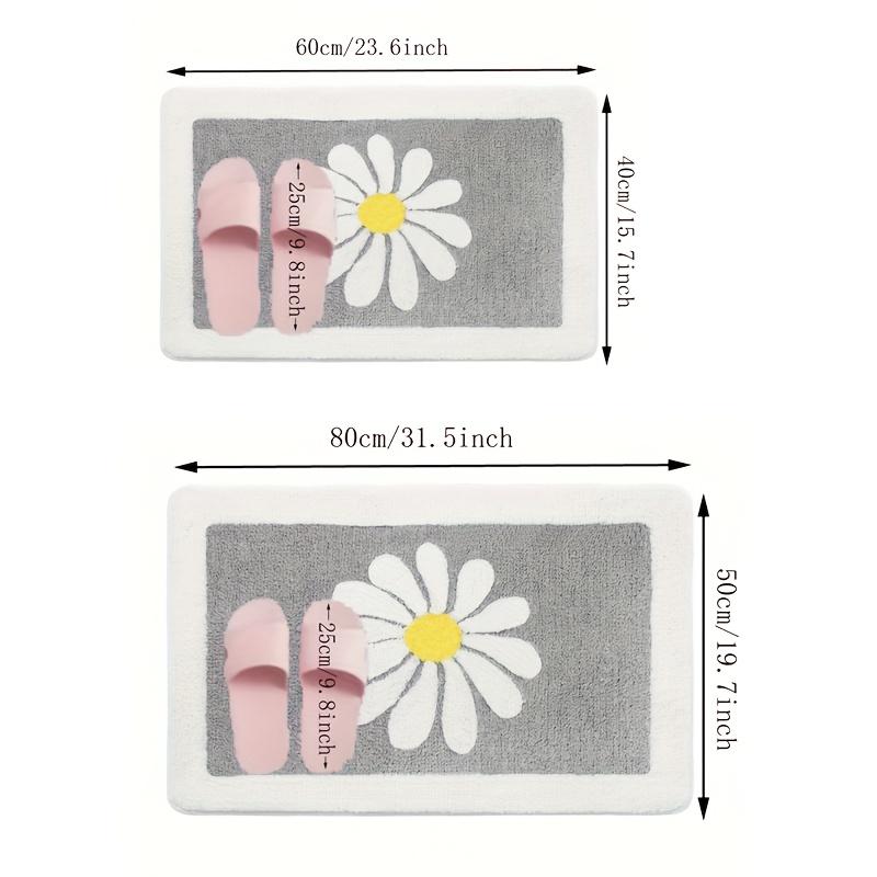 Felpudo de Baño Estilo Margarita Fresca, Felpudo Absorbente para Entrada de Baño, Alfombra Antideslizante para Ducha, Decoración del Hogar