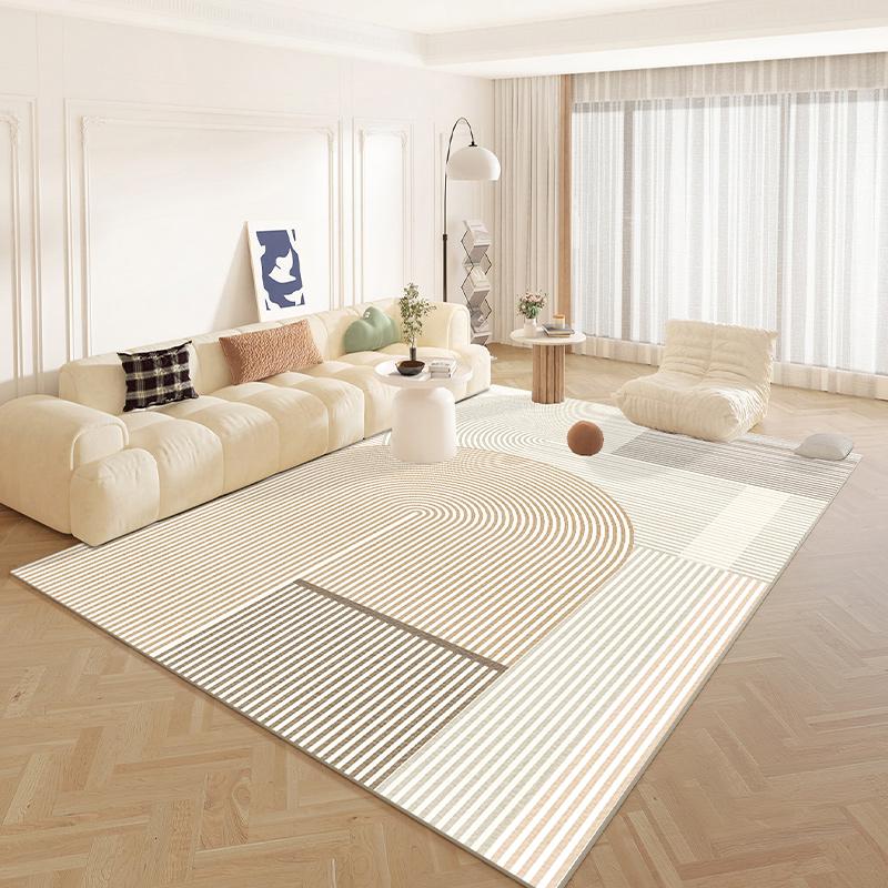 Japanese Style Rugs for Bedroom Thick Washable Floor Mat Fluffy Soft Lounge Rug Cream Color Living Room Decoration Stripe Carpet